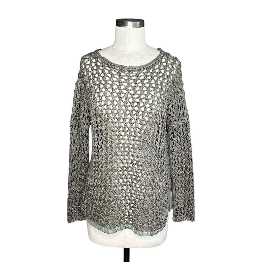 RAG & BONE Malory Side Split Open Knit Crochet Pullover Sweater Women's Size XS